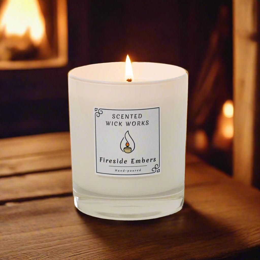 candle fireside embers
