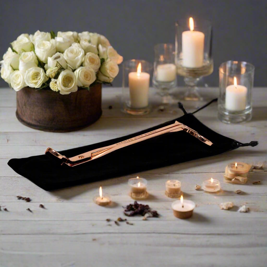 candle wick trimmer in rose gold