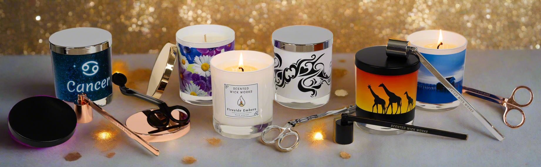 collection of candles and candle accessories