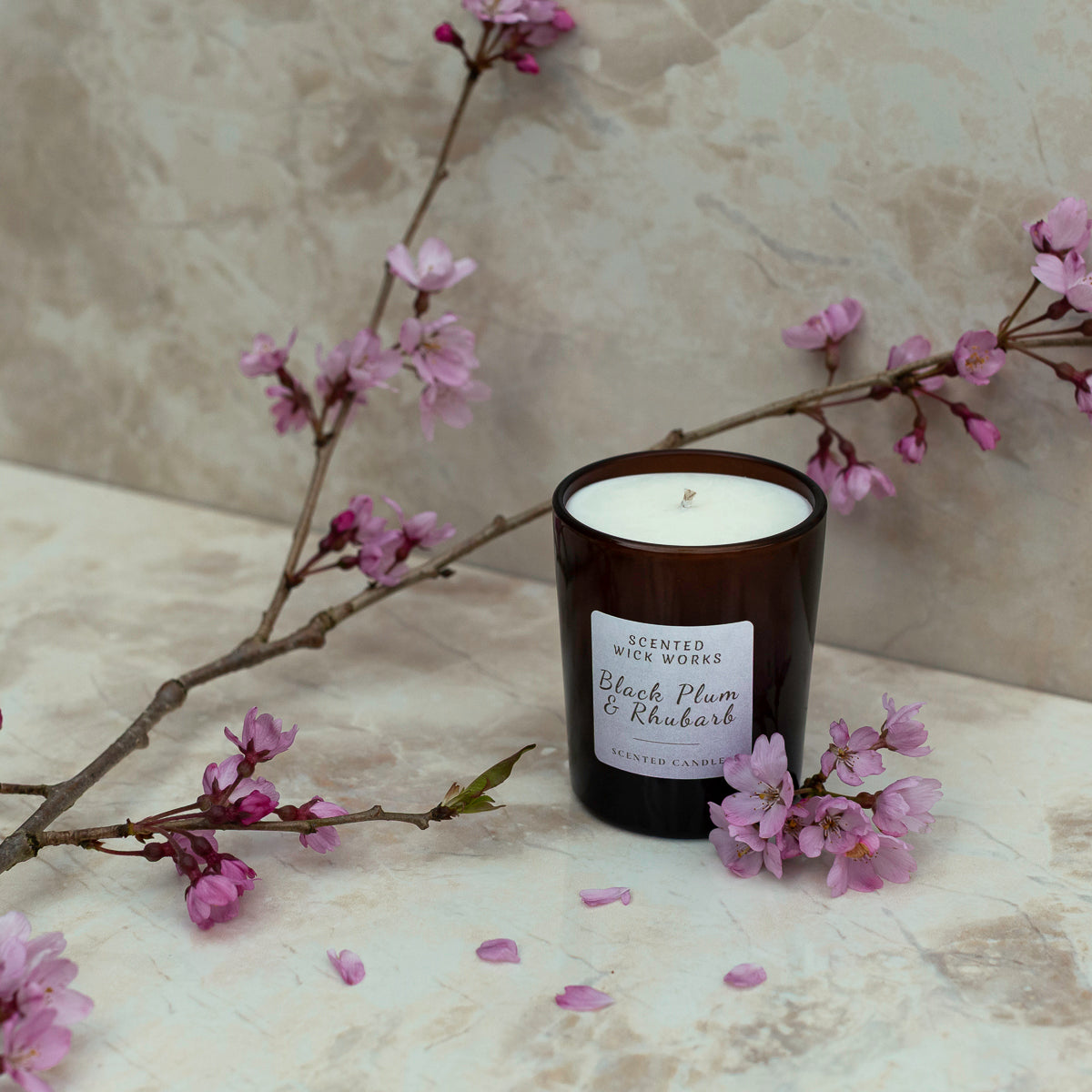 black plum & rhubarb votive scented candle