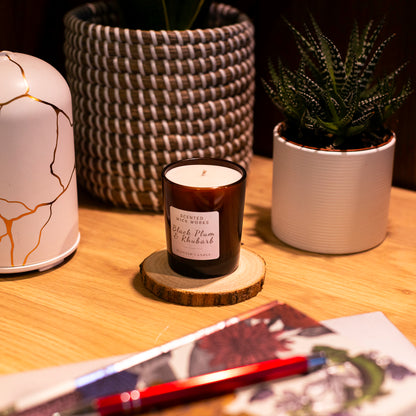 black plum & rhubarb votive scented candle