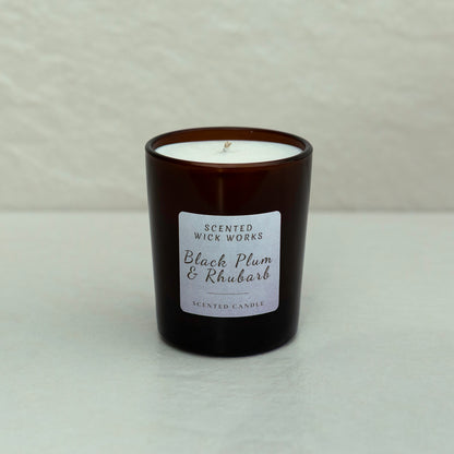 black plum & rhubarb votive scented candle