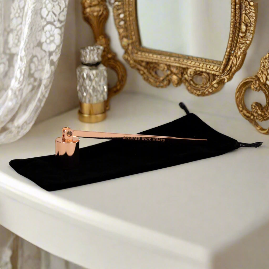 candle wick snuffer in rose gold