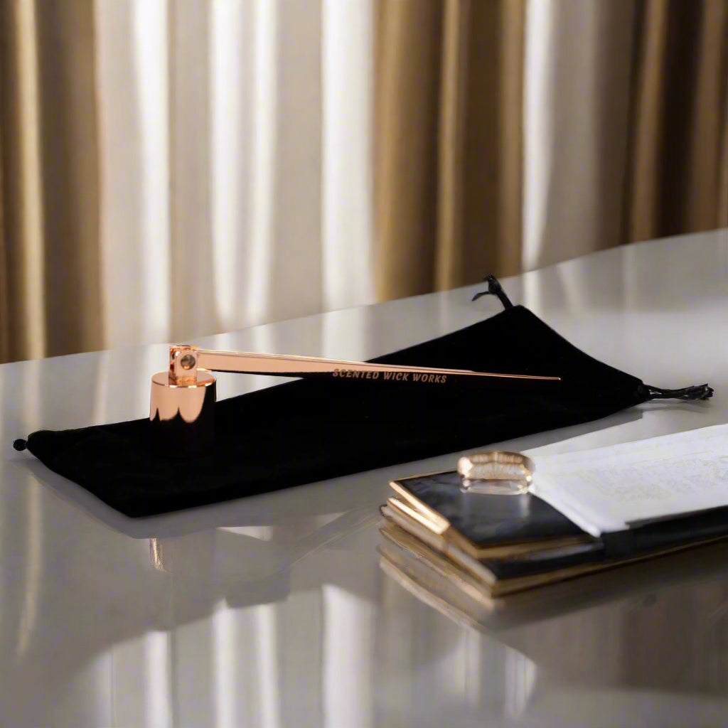 candle wick snuffer in rose gold