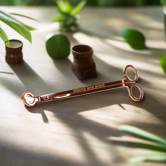 candle wick trimmer in rose gold