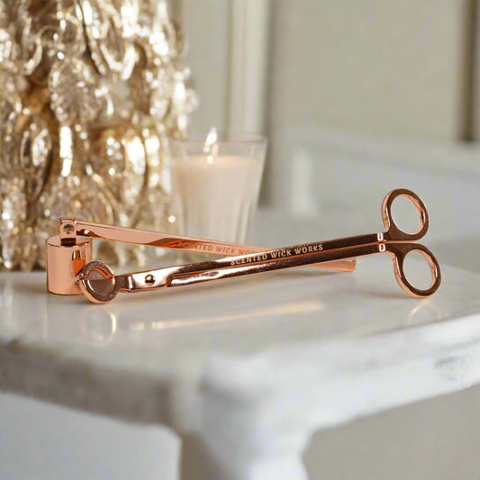 candle wick trimmer and snuffer in rose gold