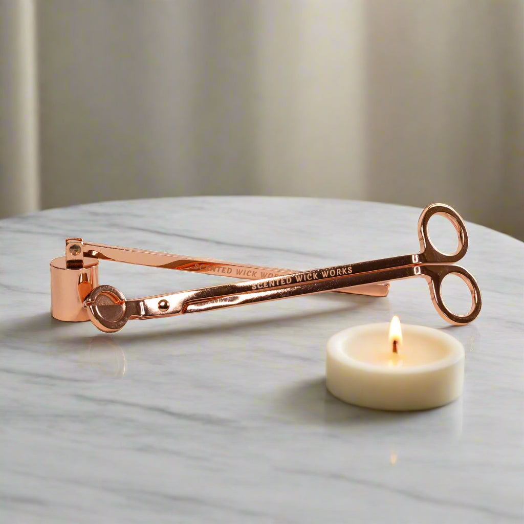 candle wick trimmer and snuffer in rose gold
