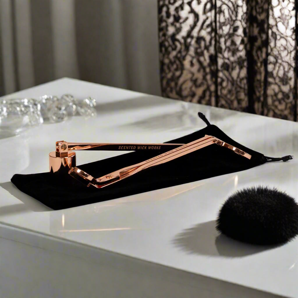 candle wick trimmer and snuffer in rose gold