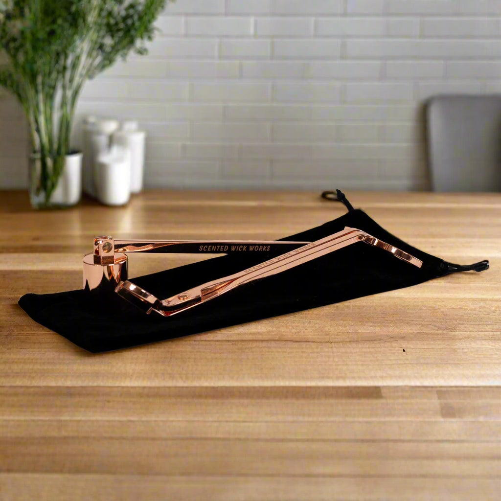 candle wick trimmer and snuffer in rose gold